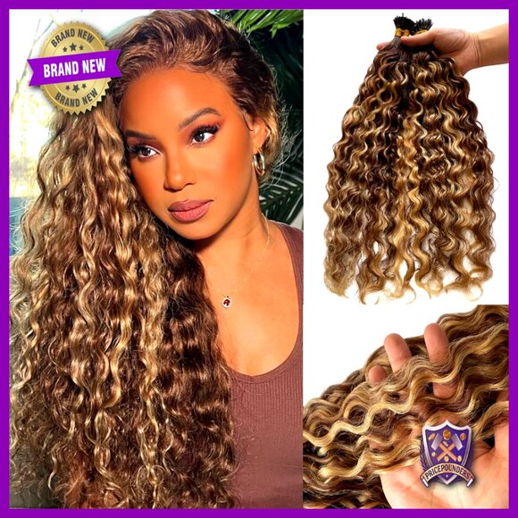 22 Inch Human Hair Extensions Water Wave I Tip 50 Strands Pre Bonded main image 7
